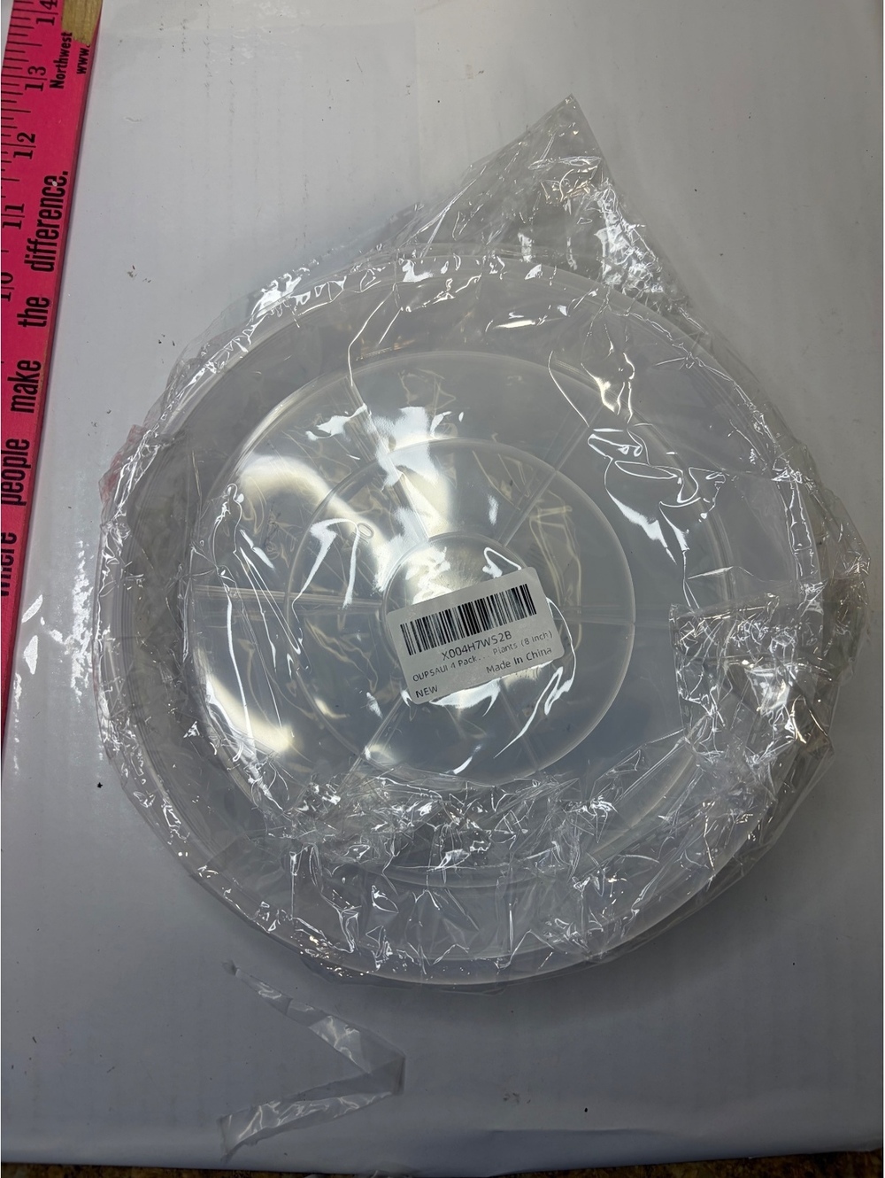 4-Pack 8” Clear Plastic Plant Saucers Trays for Pots Water Catcher No Holes